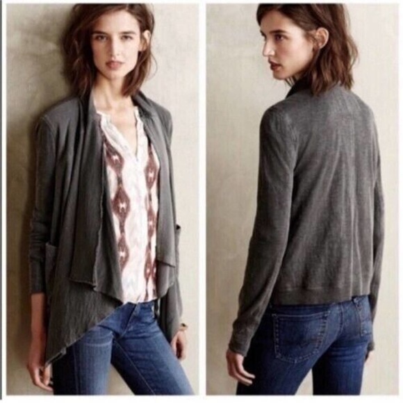 Anthropologie Saturday Sunday Gray Draped Cardigan Comfy Lounge Woman Size Large - Picture 1 of 8